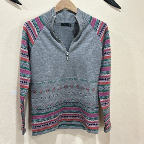 Neve Designs Julia 100% Merino Wool Nordic Fair Isle Knit Sweater ~ M - Picture 9 of 12